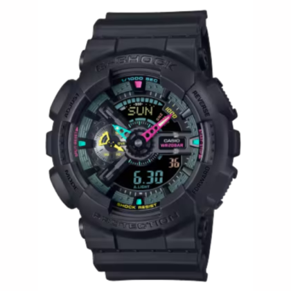 Casio G-Shock Multi-Fluorescent Accents Series GA-110MF-1A Black Resin Band Men Sports Watch